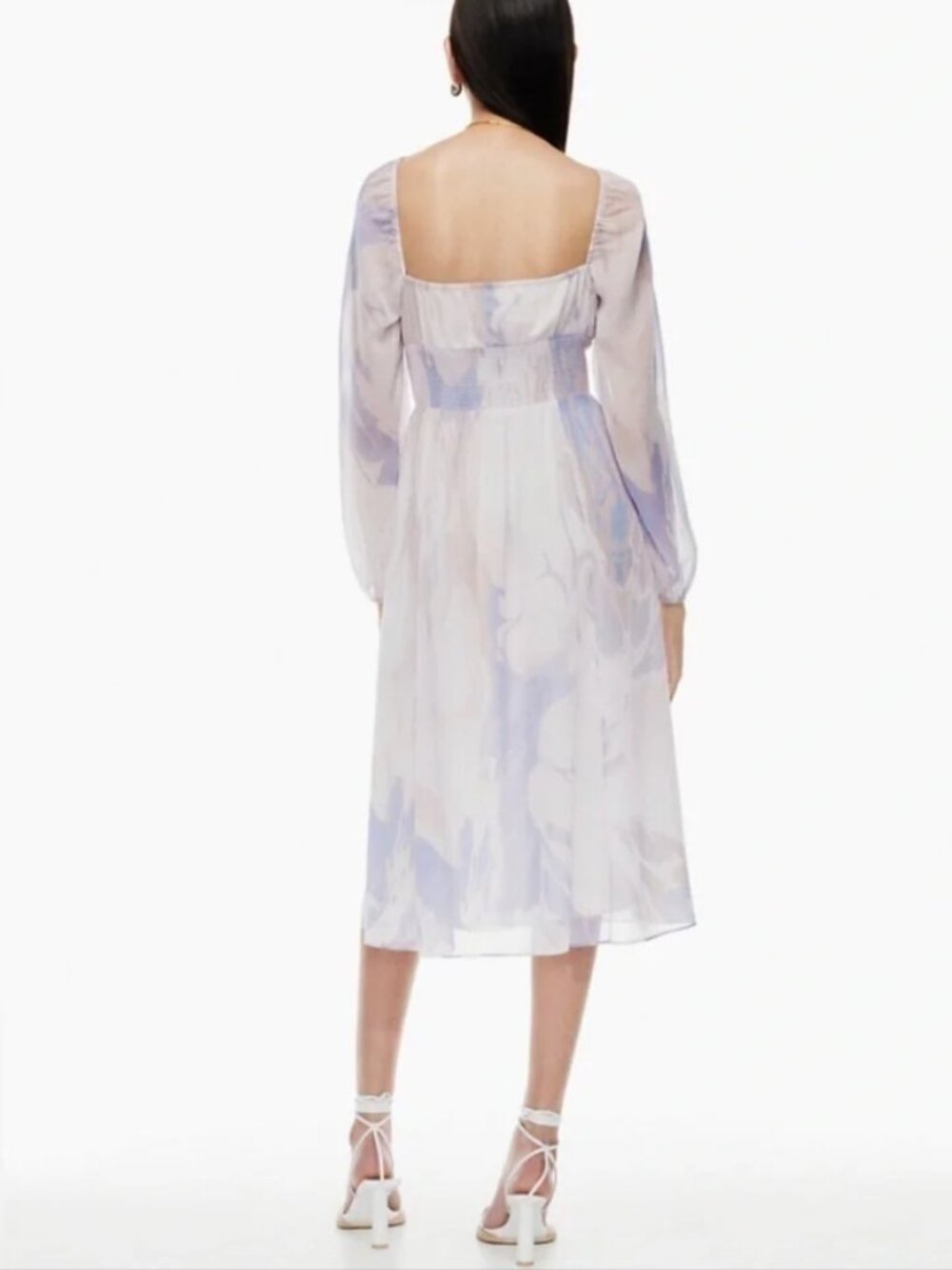 Aritzia Wilfred Bella Slit Light Birch Pale Sky Long Sleeve Cottagecore Dress M - Picture 5 of 10